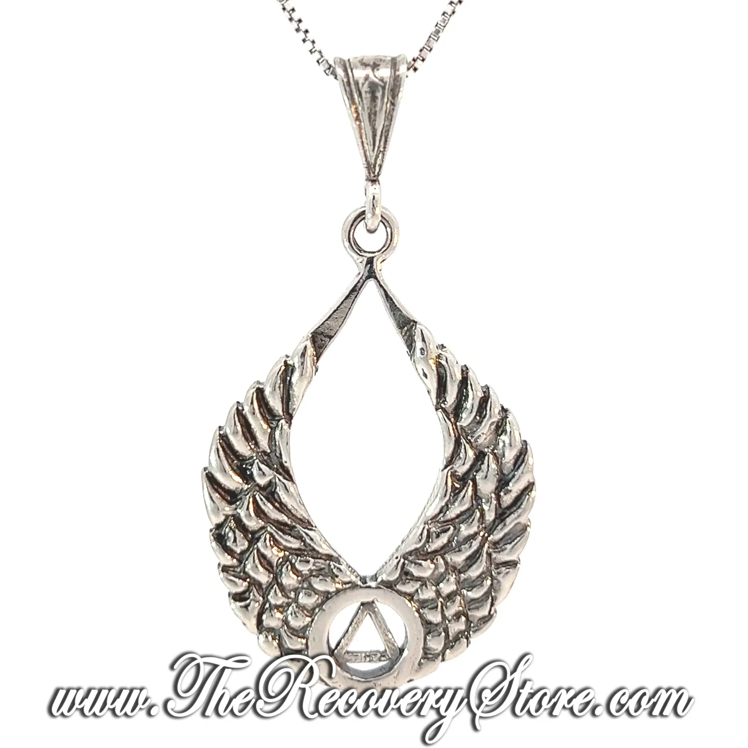 Sterling Silver AA Symbol Angel Wings Pendant
