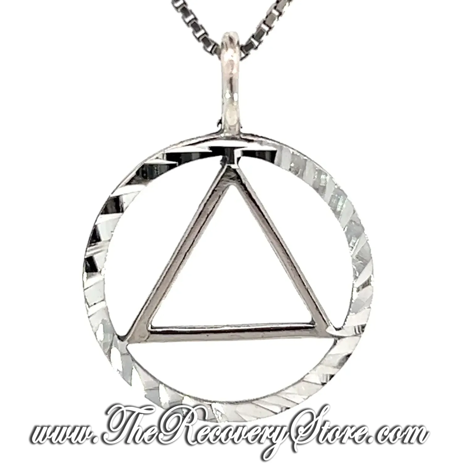 Sterling Silver Circle Triangle Pendant with Diamond Cut Accents Pendant