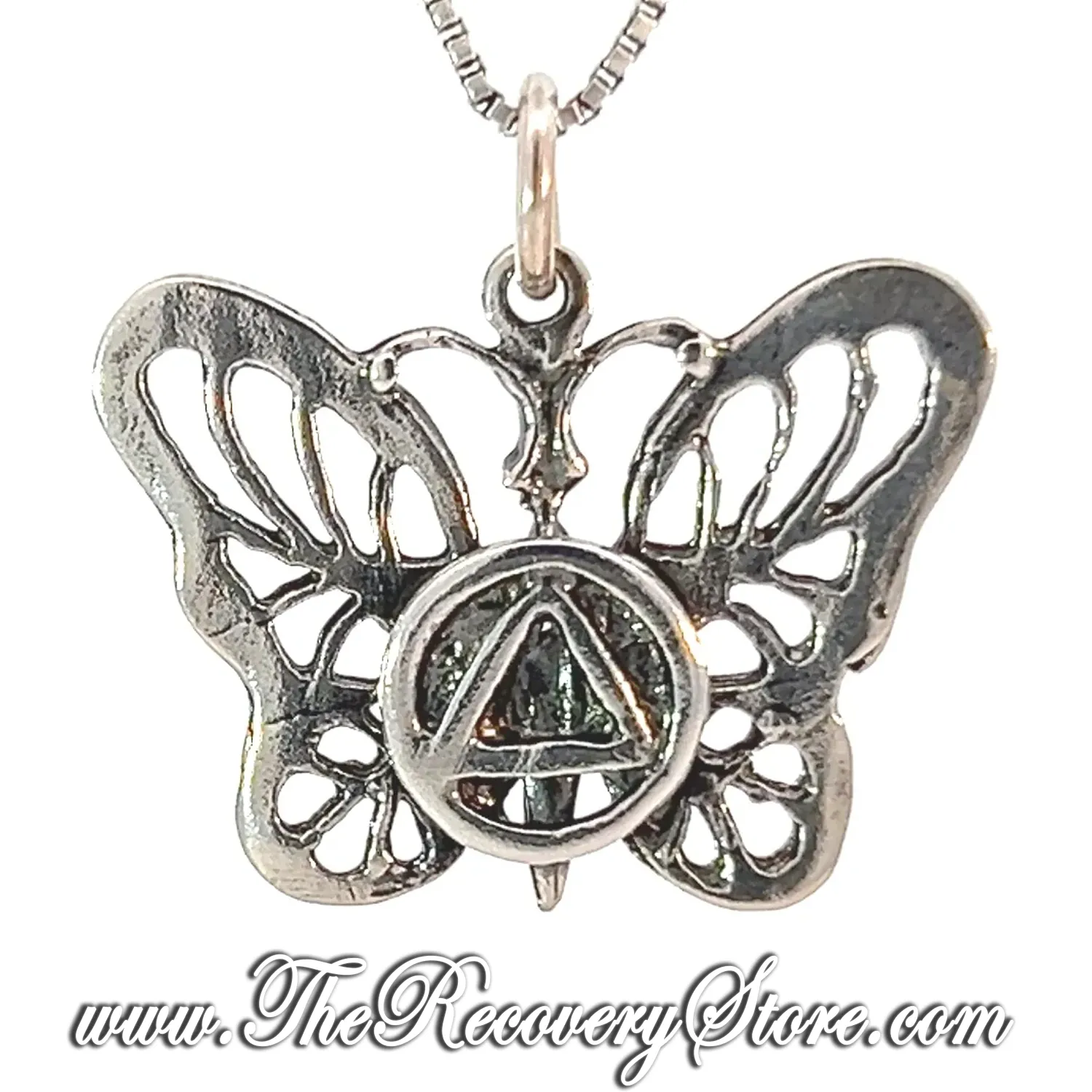 Sterling Silver Beautiful Butterfly with AA Symbol - Medium Size Pendant