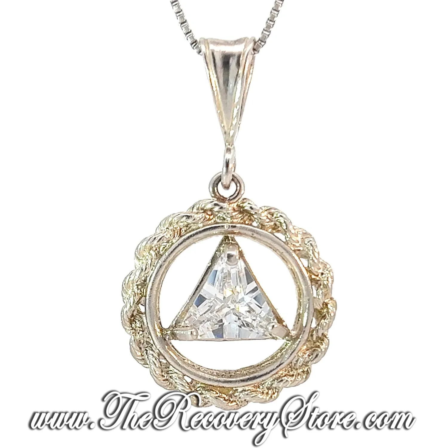 AA Sterling Silver Medium Size Rope &amp; Alexandrite CZ Pendant