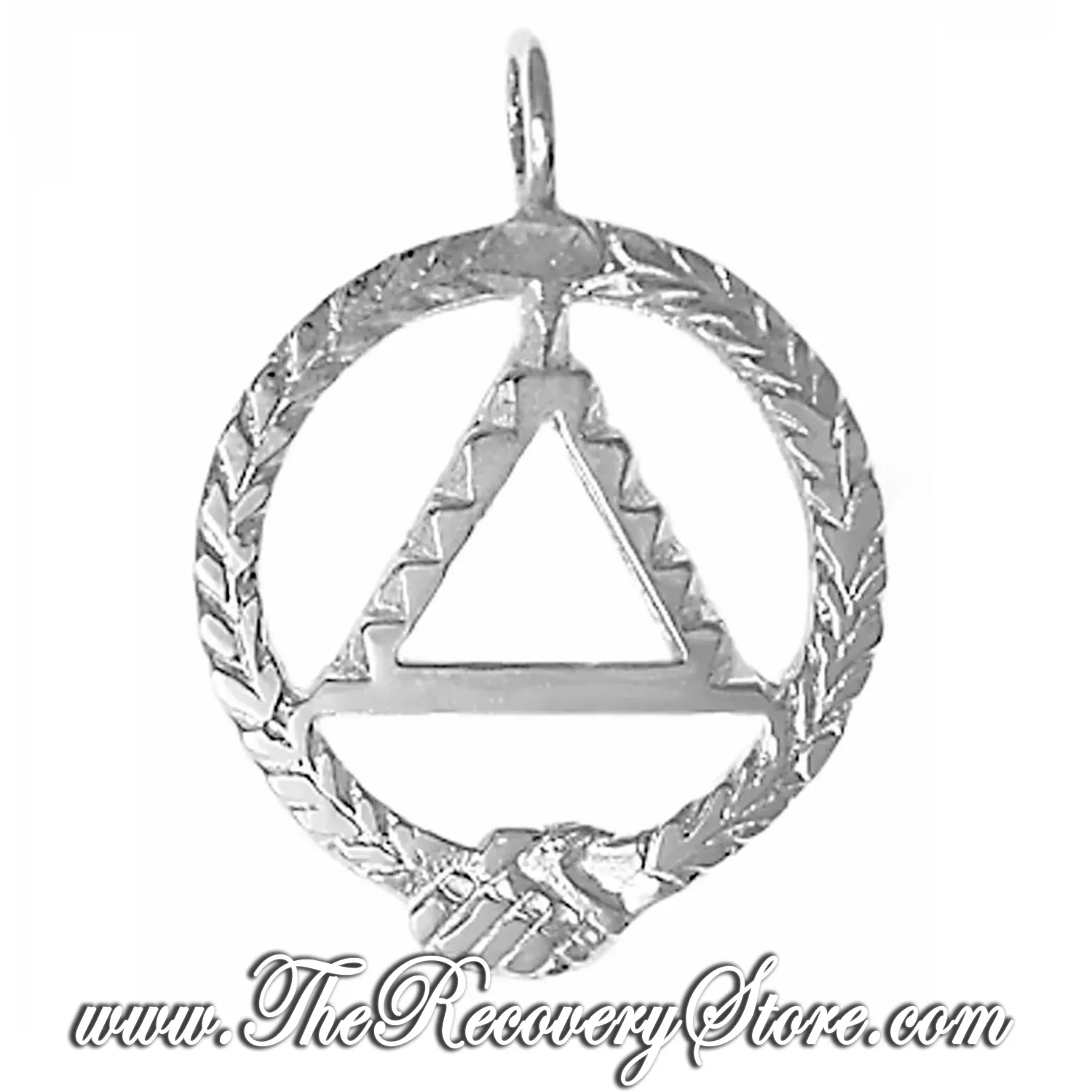 Sterling Silver AA Circle of the Fellowship, Steps Shown on Triangle, Medium Size Pendant