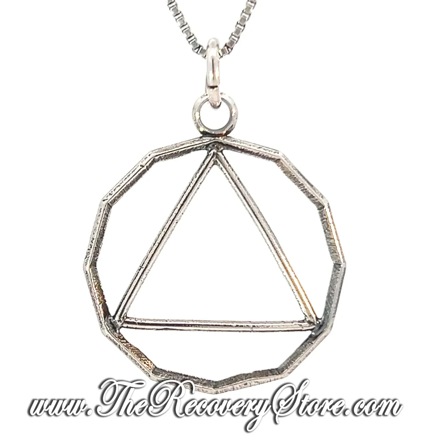 Sterling Silver 12 Sided Circle Triangle Large Size Pendant