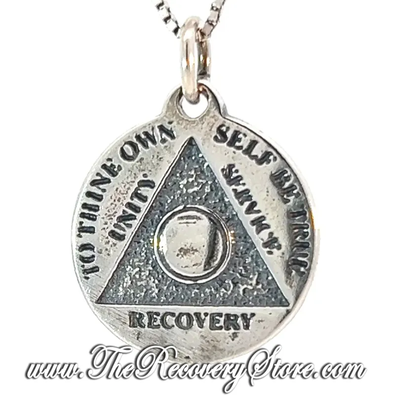 AA Sterling Silver Mini Recovery Yearly Medallion Pendants