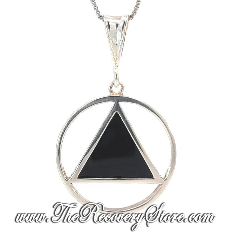 AA Symbol Black &amp; Sterling Silver Large Pendant