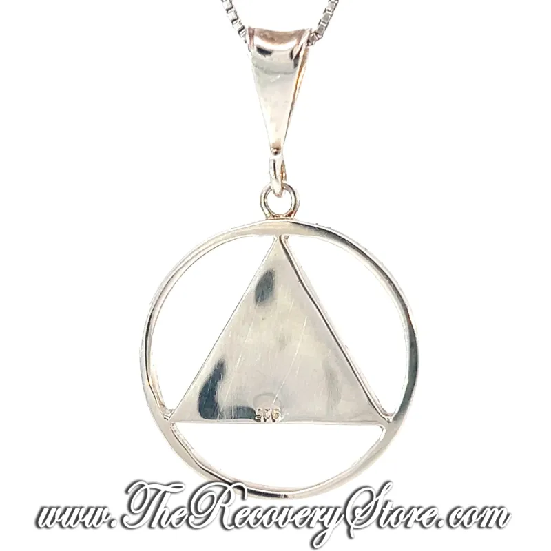 AA Symbol Blue &amp; Sterling Silver Large Pendant