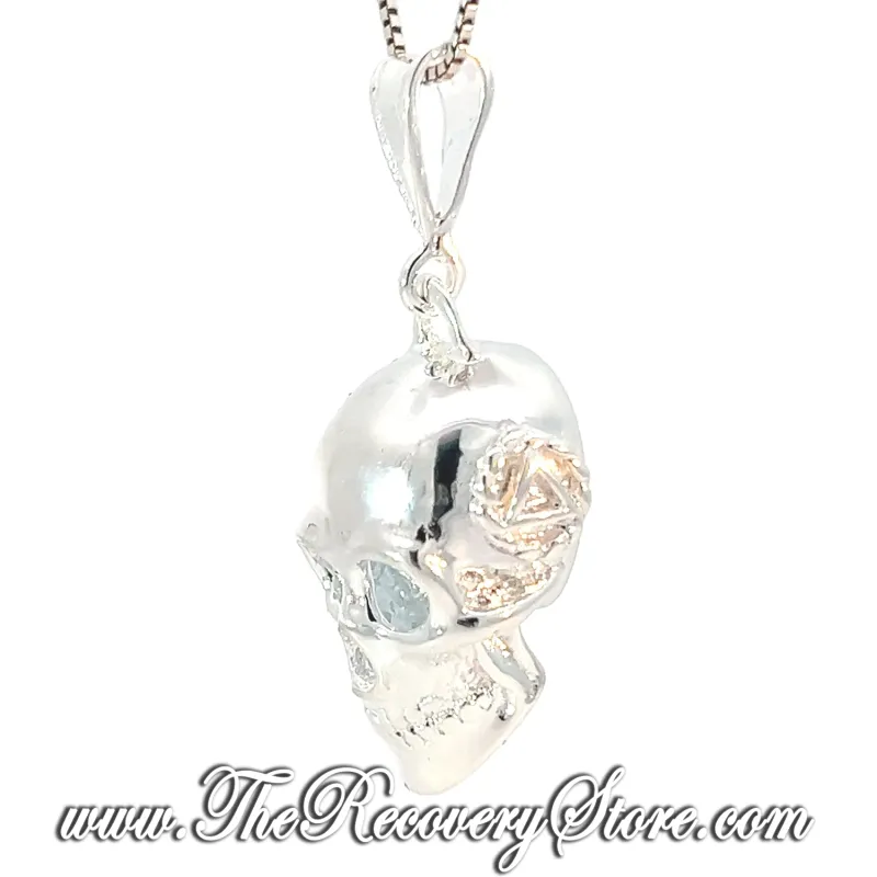 Sterling Silver Skull Pendant With AA Symbol