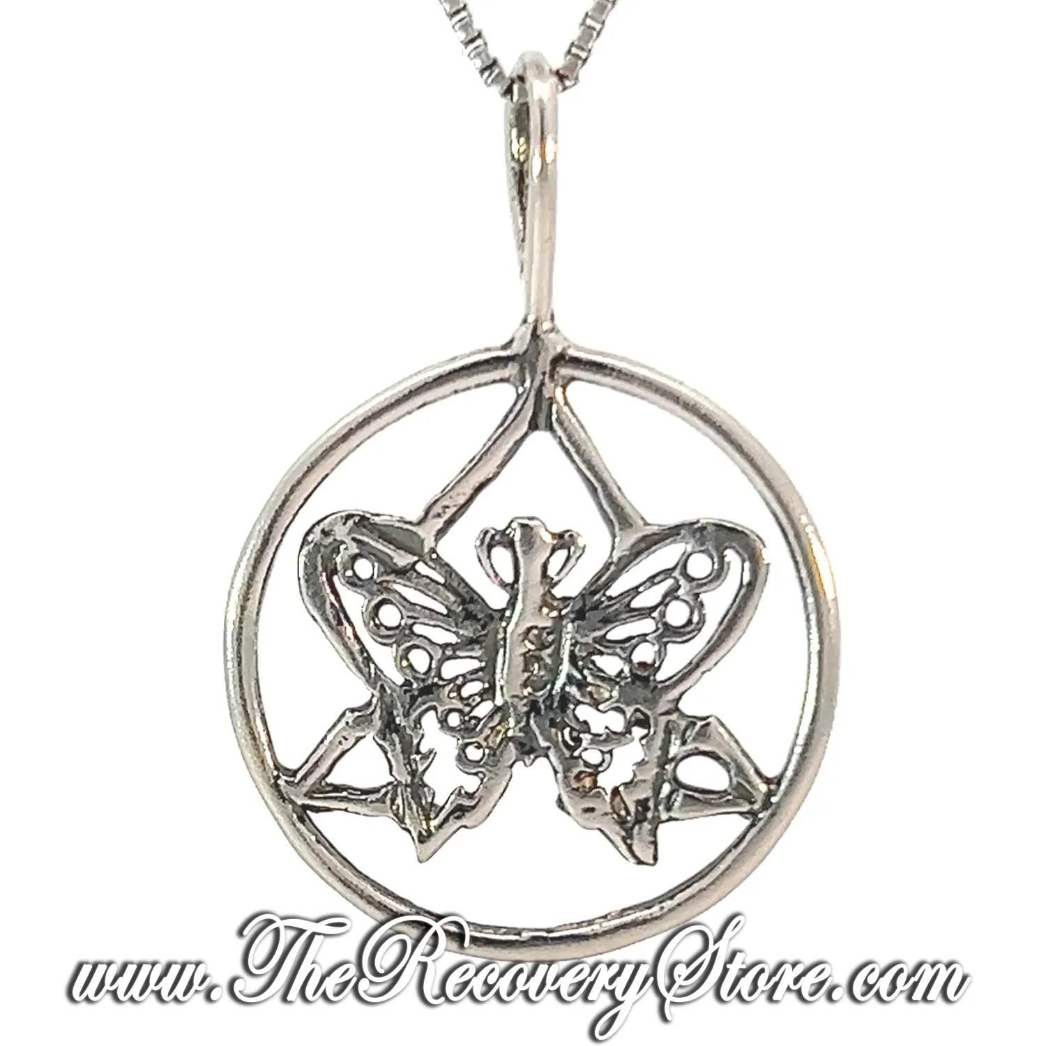 Sterling Silver AA Symbol with a Small Butterfly Pendant