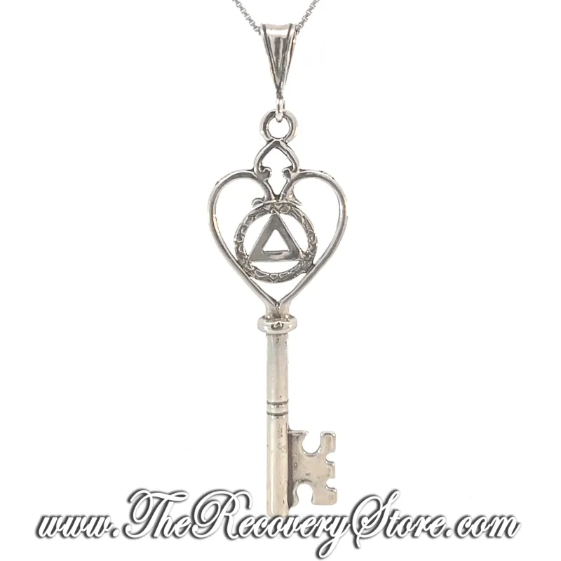 Sterling Silver AA Heart Shaped Key Pendant