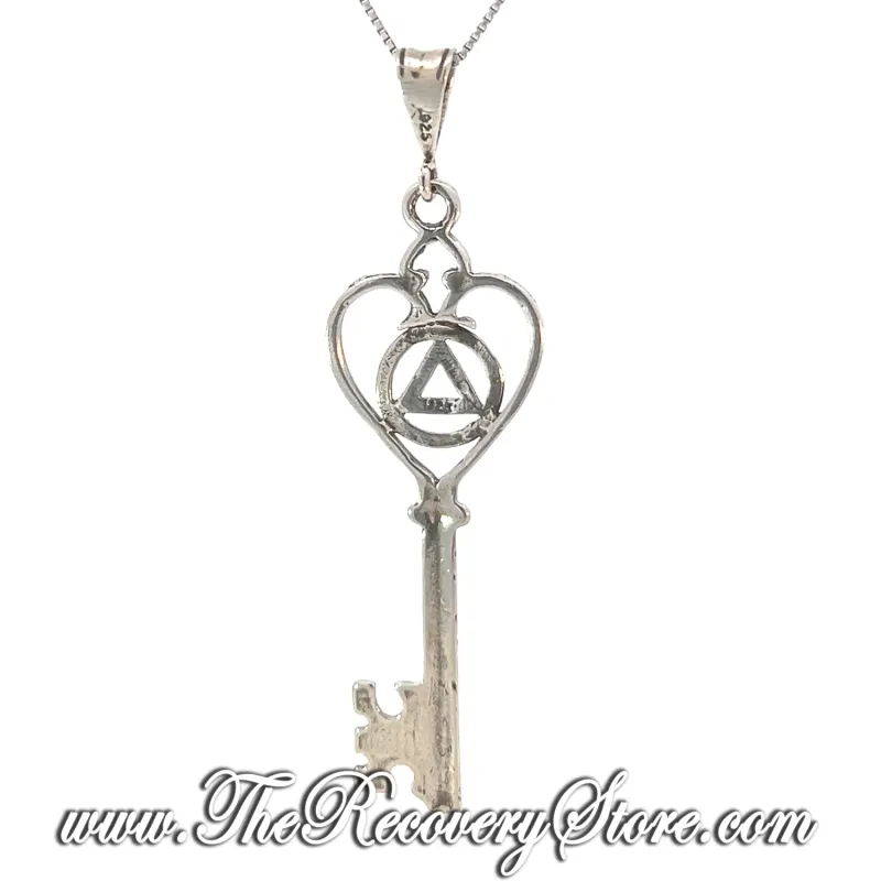 Sterling Silver AA Heart Shaped Key Pendant
