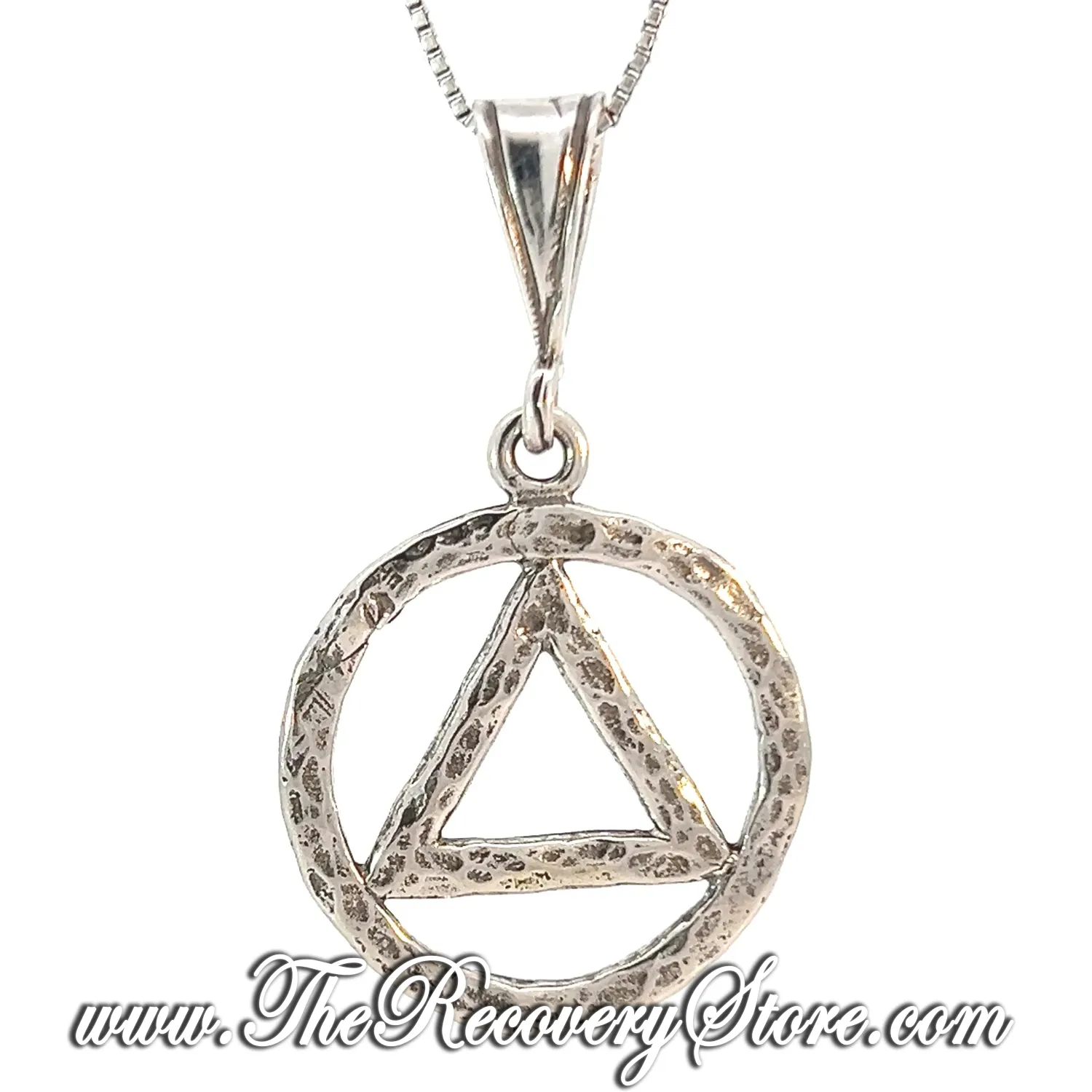Sterling Silver Thick Hammered Finish AA Symbol Pendant