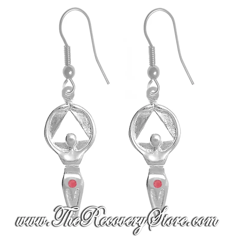 Sterling Silver Alcoholics Anonymous Women in Recovery Birthstone Earrings