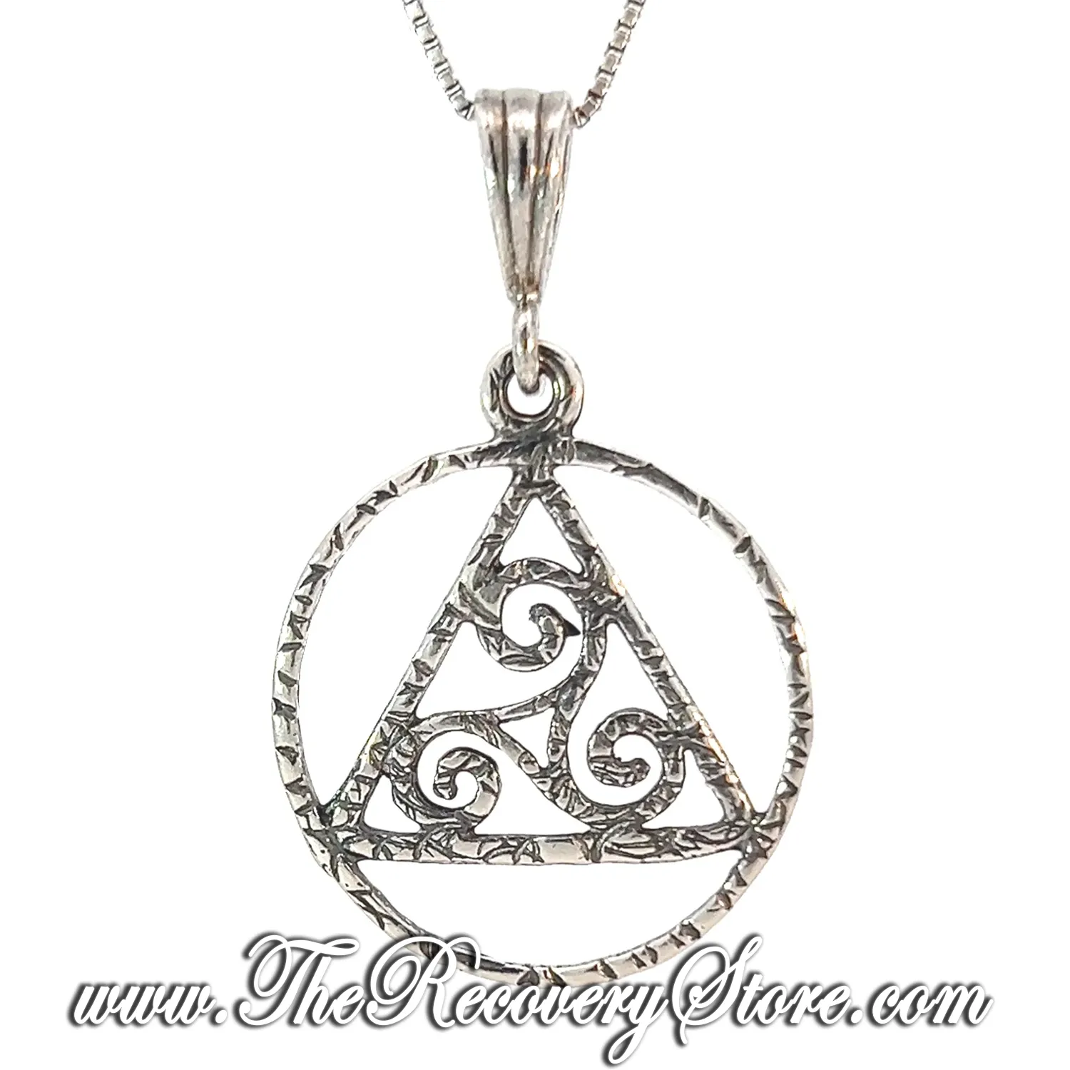 Sterling Silver AA Textured with Celtic Symbol Medium Size Pendant