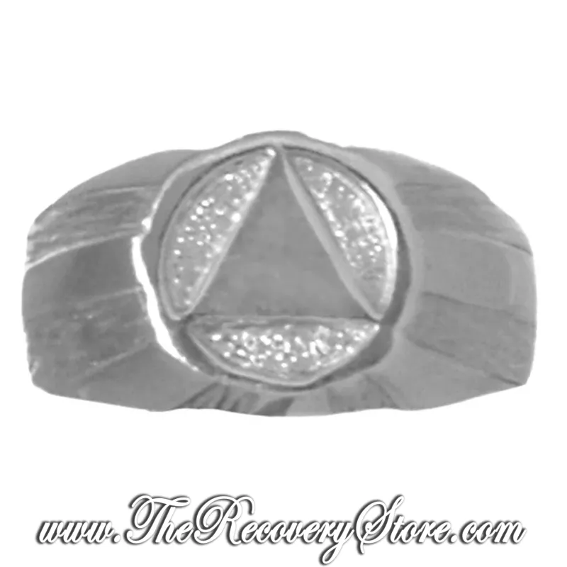 Sterling Silver Men&#39;s AA Symbol Wide Signet Style Ring