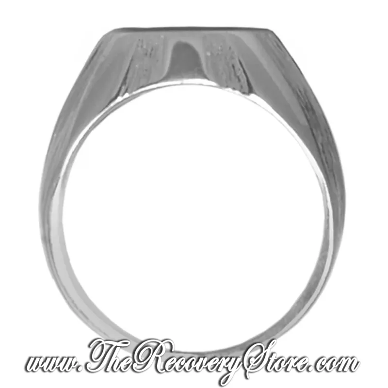 Sterling Silver Men's AA Symbol Wide Signet Style Ring