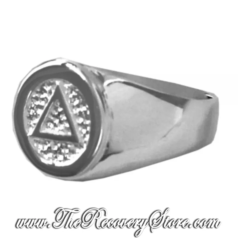 AA Sterling Silver Wide Signet Style Men's Ring