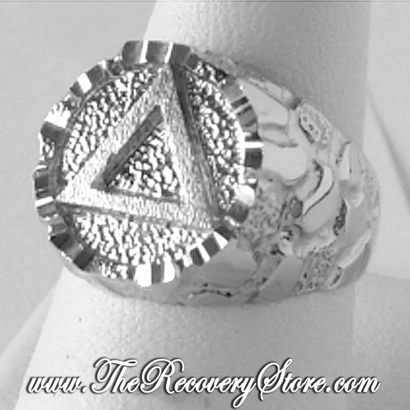 AA Sterling Silver Mens Nugget Signet Style Ring