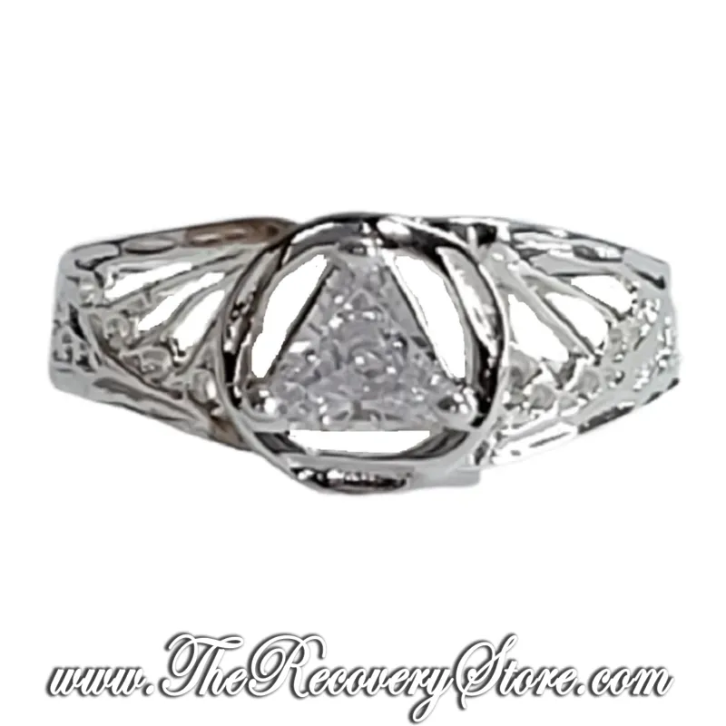 Sterling Silver AA Triangle Filigree Style Ring