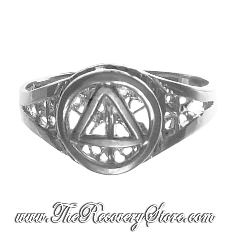 Sterling Silver AA Symbol Filigree Style Band
