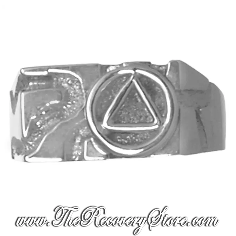 AA Sterling Silver Rectangular Ravine Symbol Ring