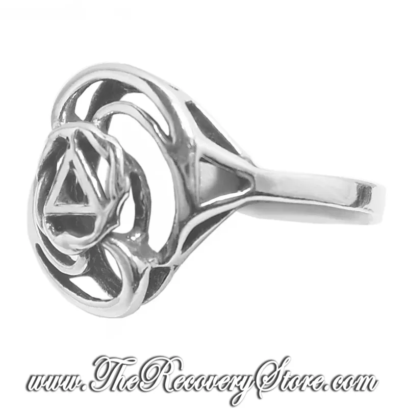 AA Symbol Sterling Silver Swirl Style Ring