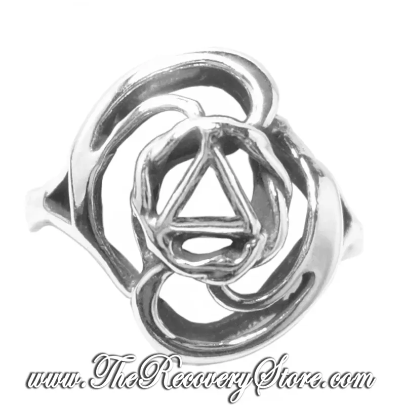 AA Symbol Sterling Silver Swirl Style Ring