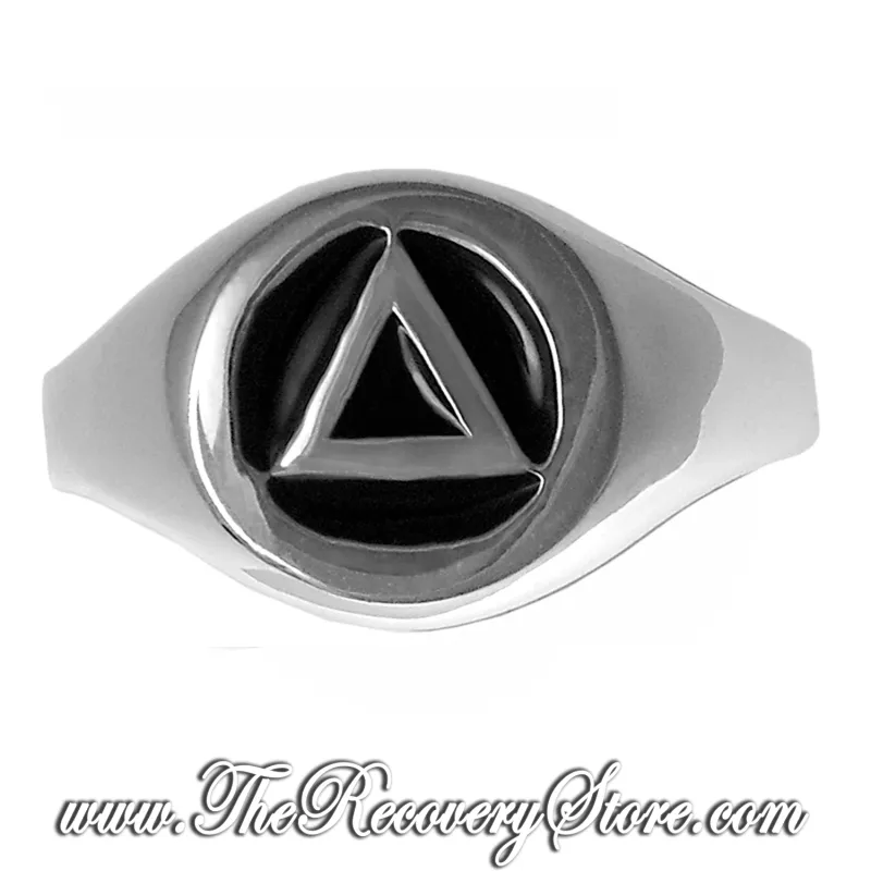 AA Sterling Silver with Black Enamel Inlay Ring