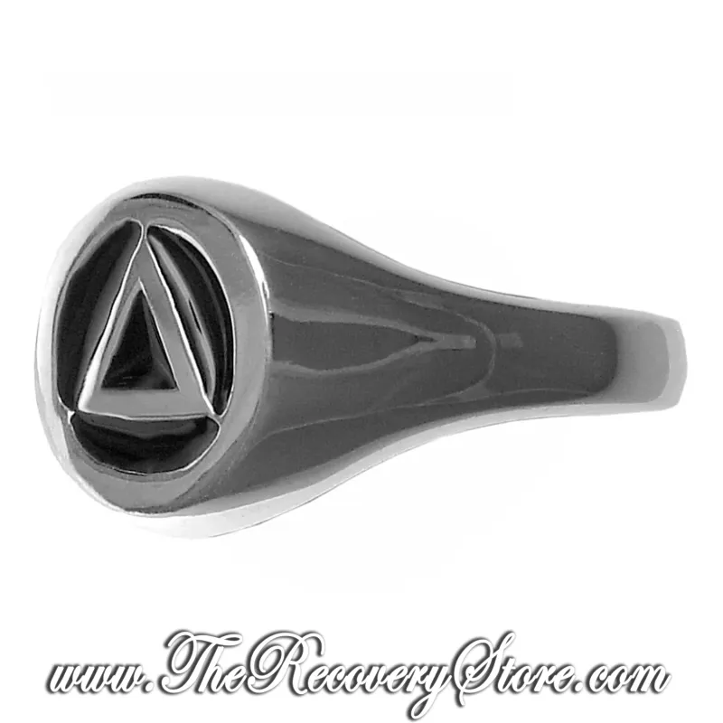 AA Sterling Silver with Black Enamel Inlay Ring