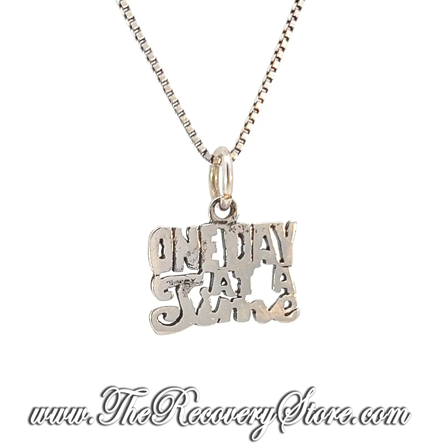 Sterling Silver  "One Day At A Time" Sayings Pendant