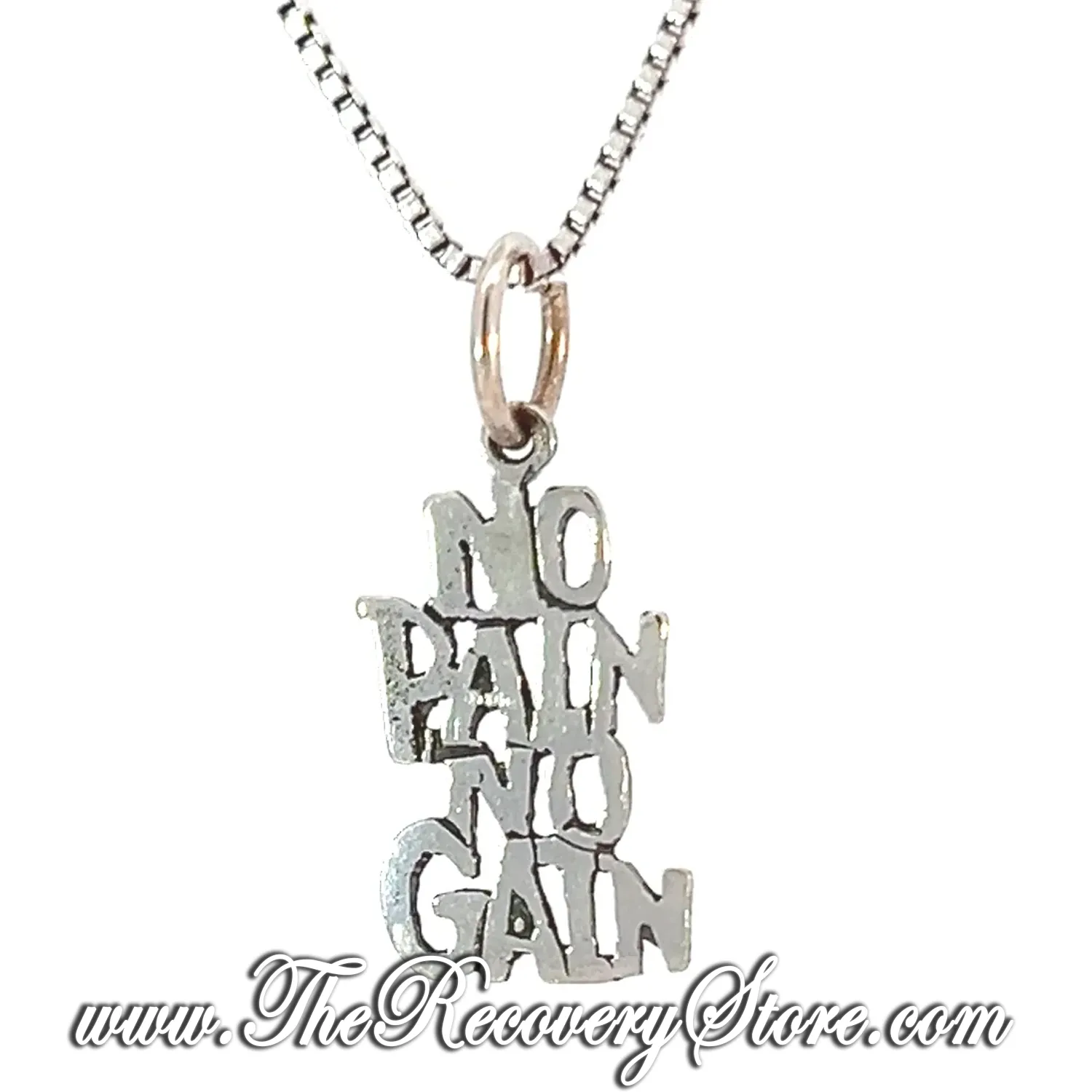 Sterling Silver "NO PAIN, NO GAIN" Sayings Pendant