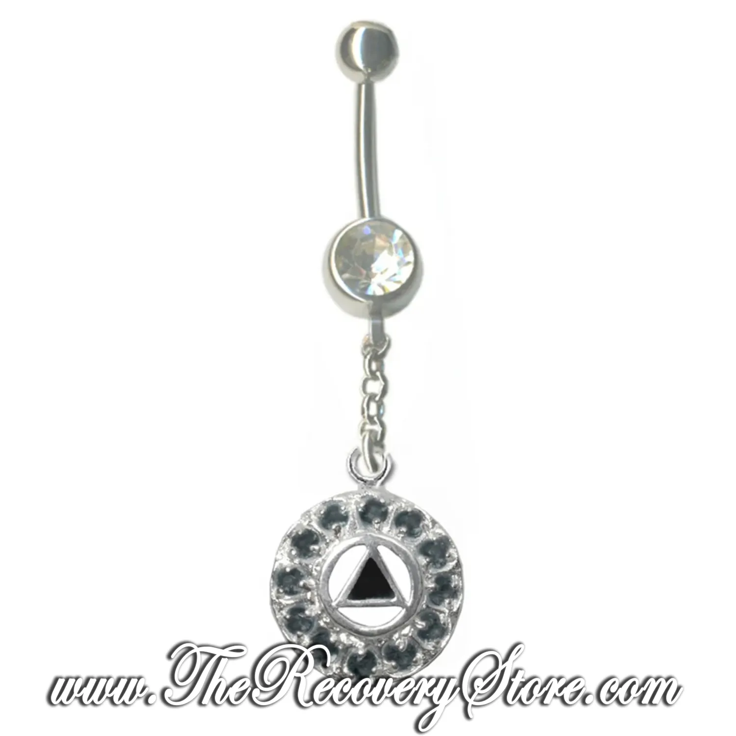 Sterling Silver Black AA Inlay with 12 Clear CZ Body Jewelry