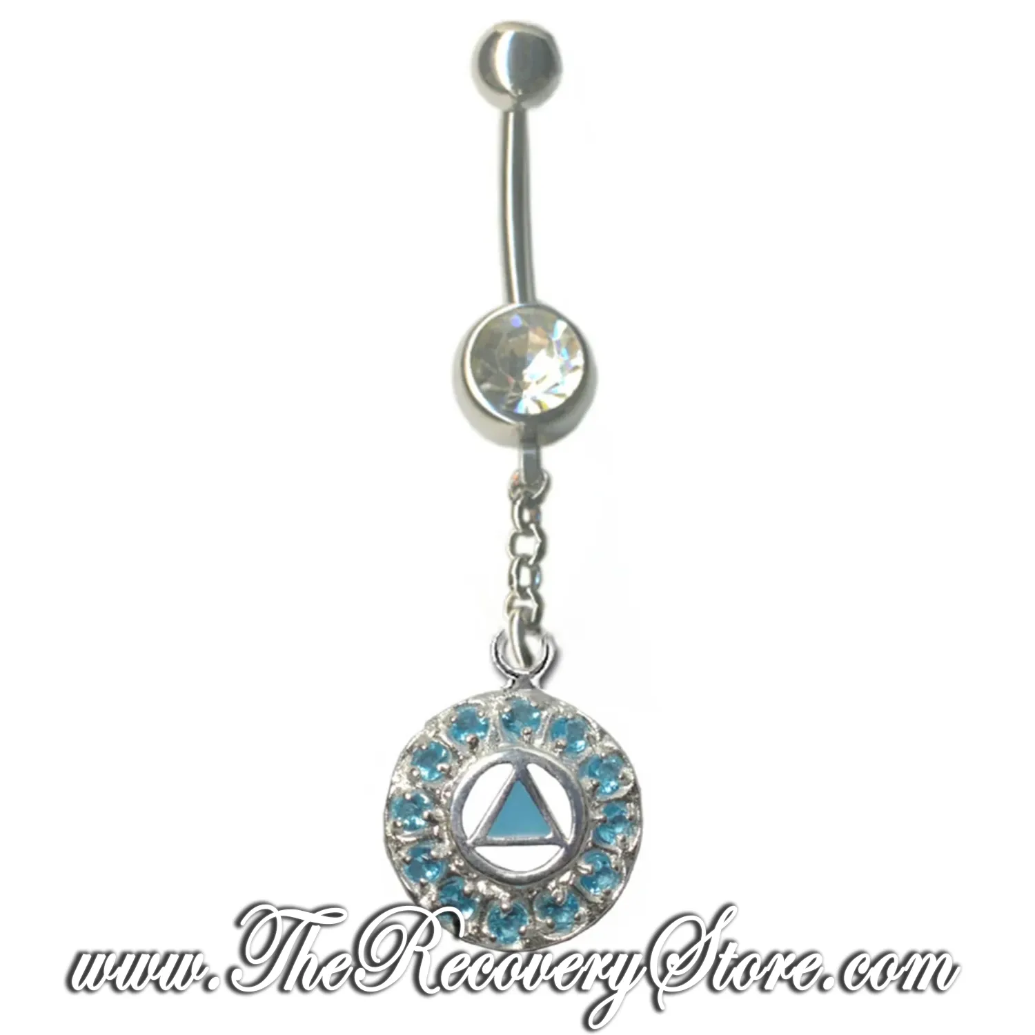 Sterling Silver Blue AA Inlay w/12 Clear Cubic Zirconia's Body Jewelry