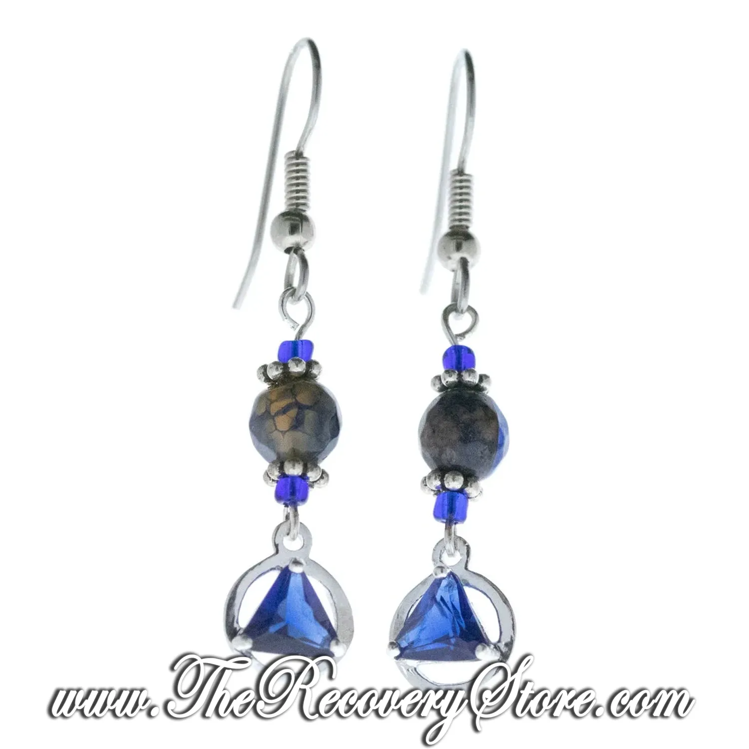 Sterling Silver AA 5mm CZ Triangle Sapphire  Beaded Earrings