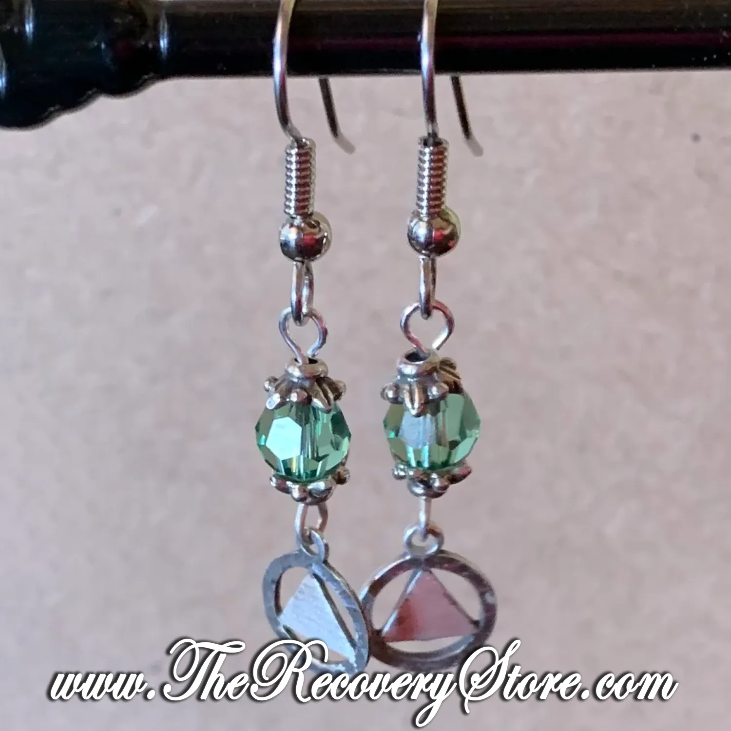 Sterling Silver Circle  AA Pendant Beaded Earrings