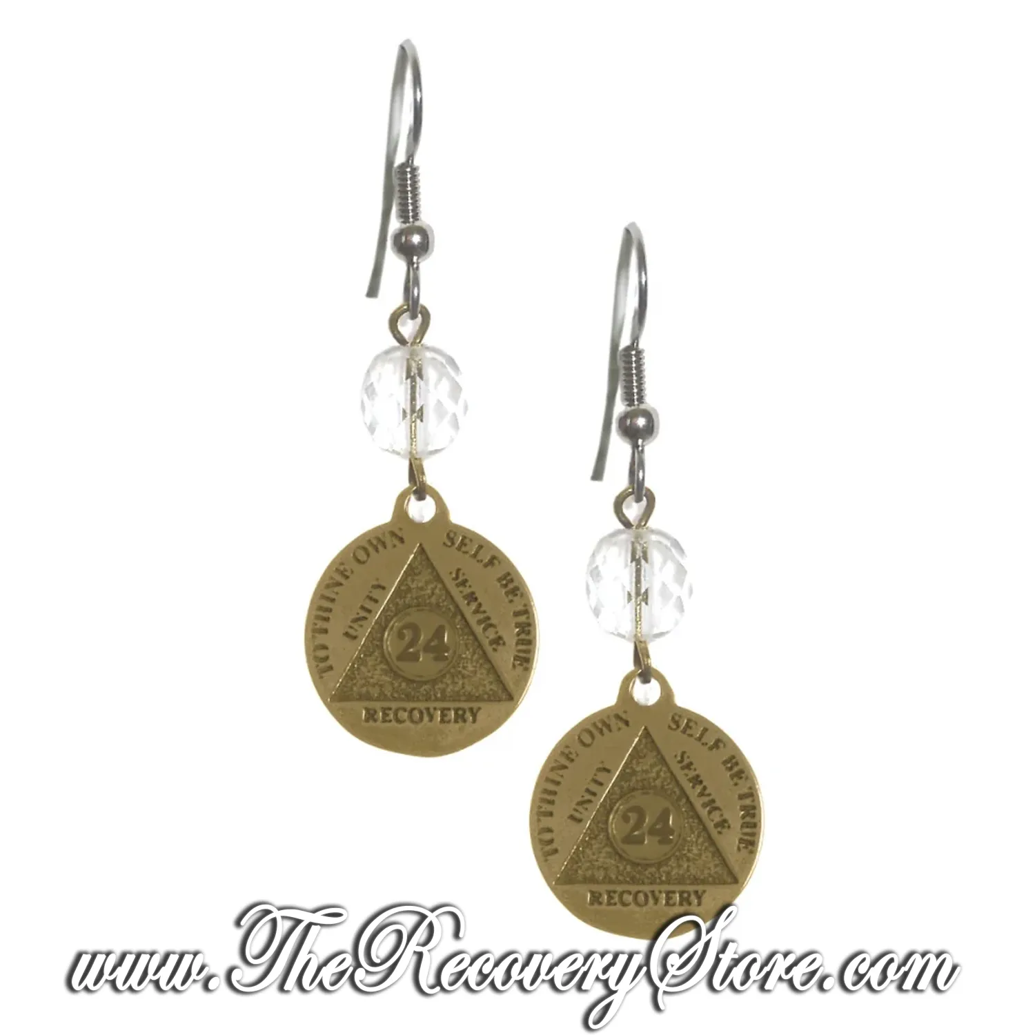 *24 hour Mini Medallion Alcoholics Anonymous AA Symbol Antique Brass Finish