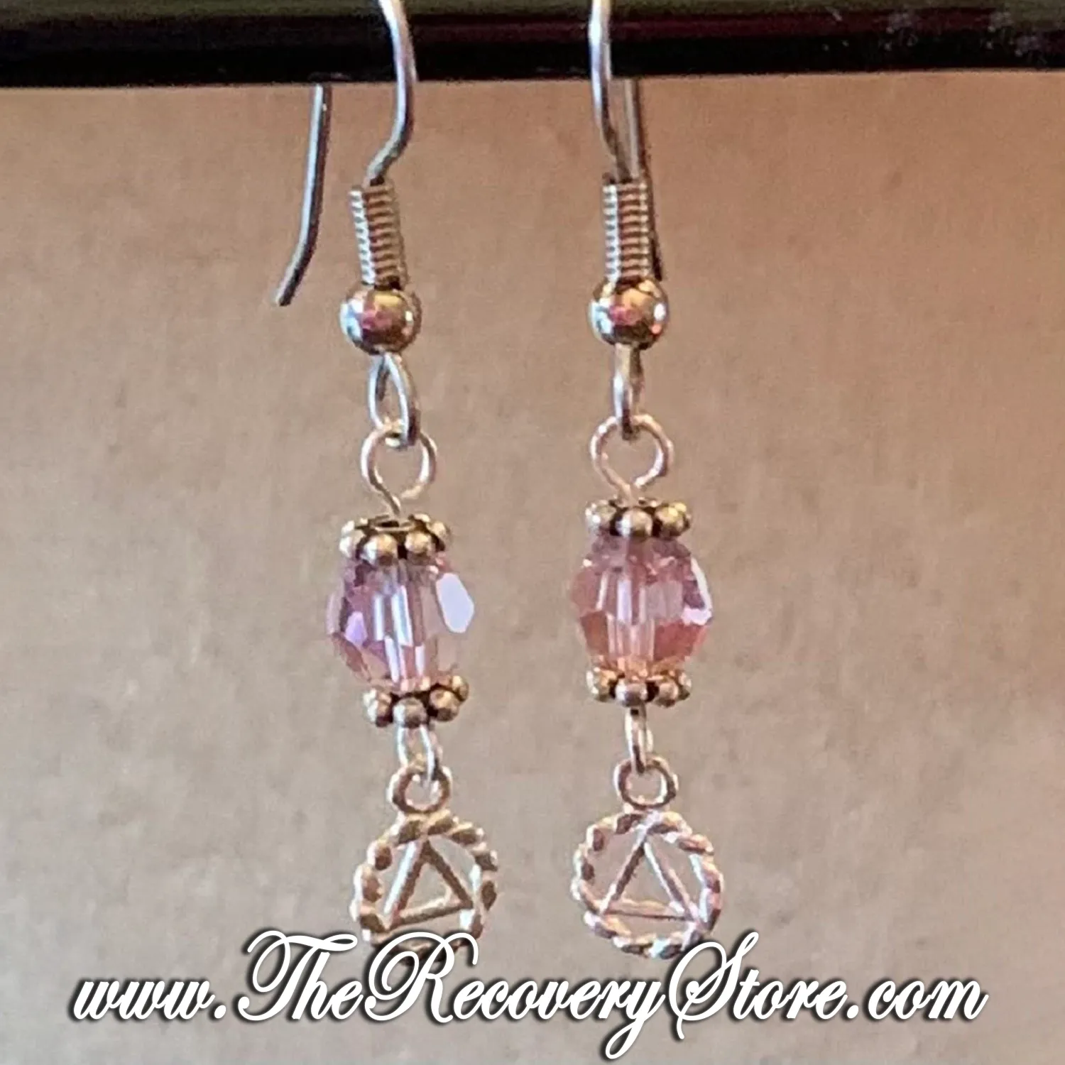 Sterling Silver AA Circle Triangle Beaded Earrings