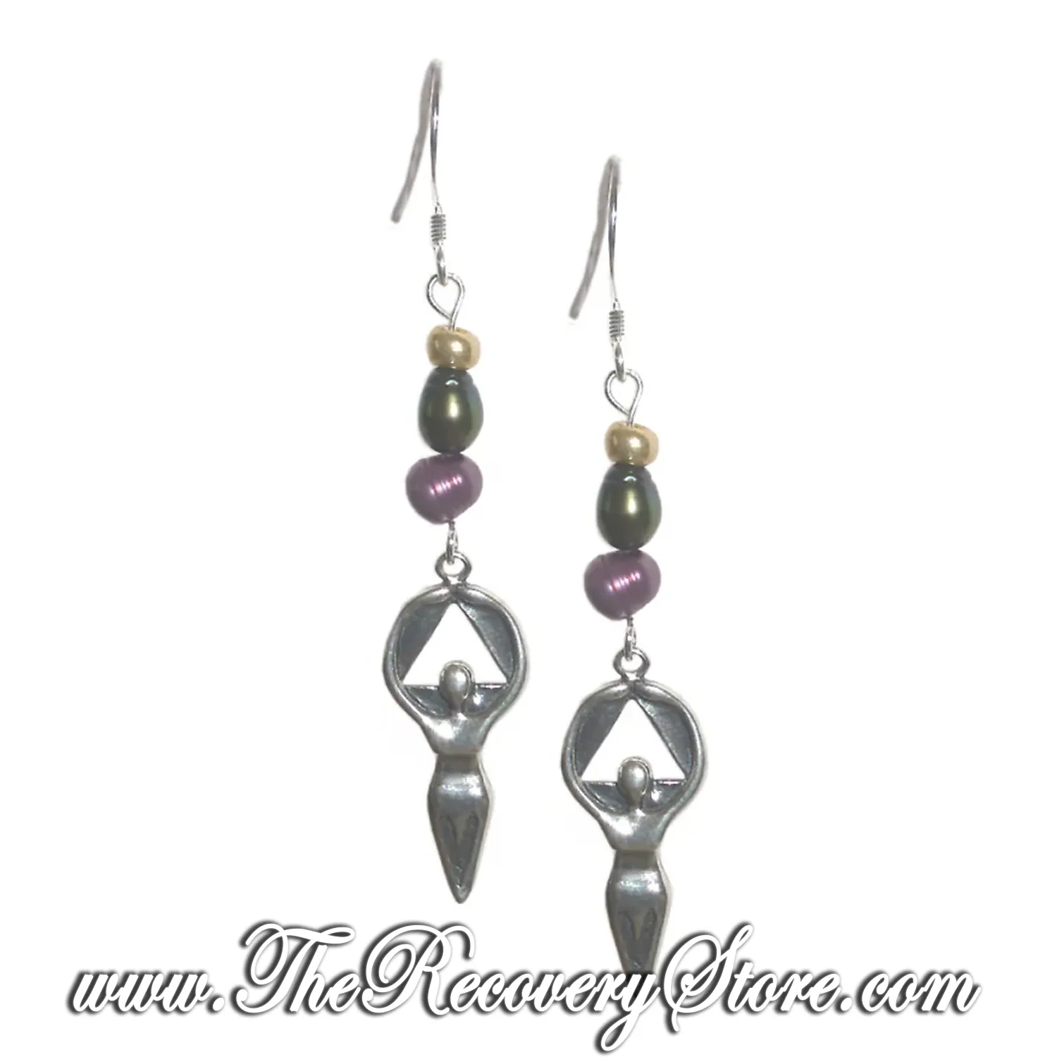 AA Sterling Silver Medium Women in Recovery Beaded Earrings