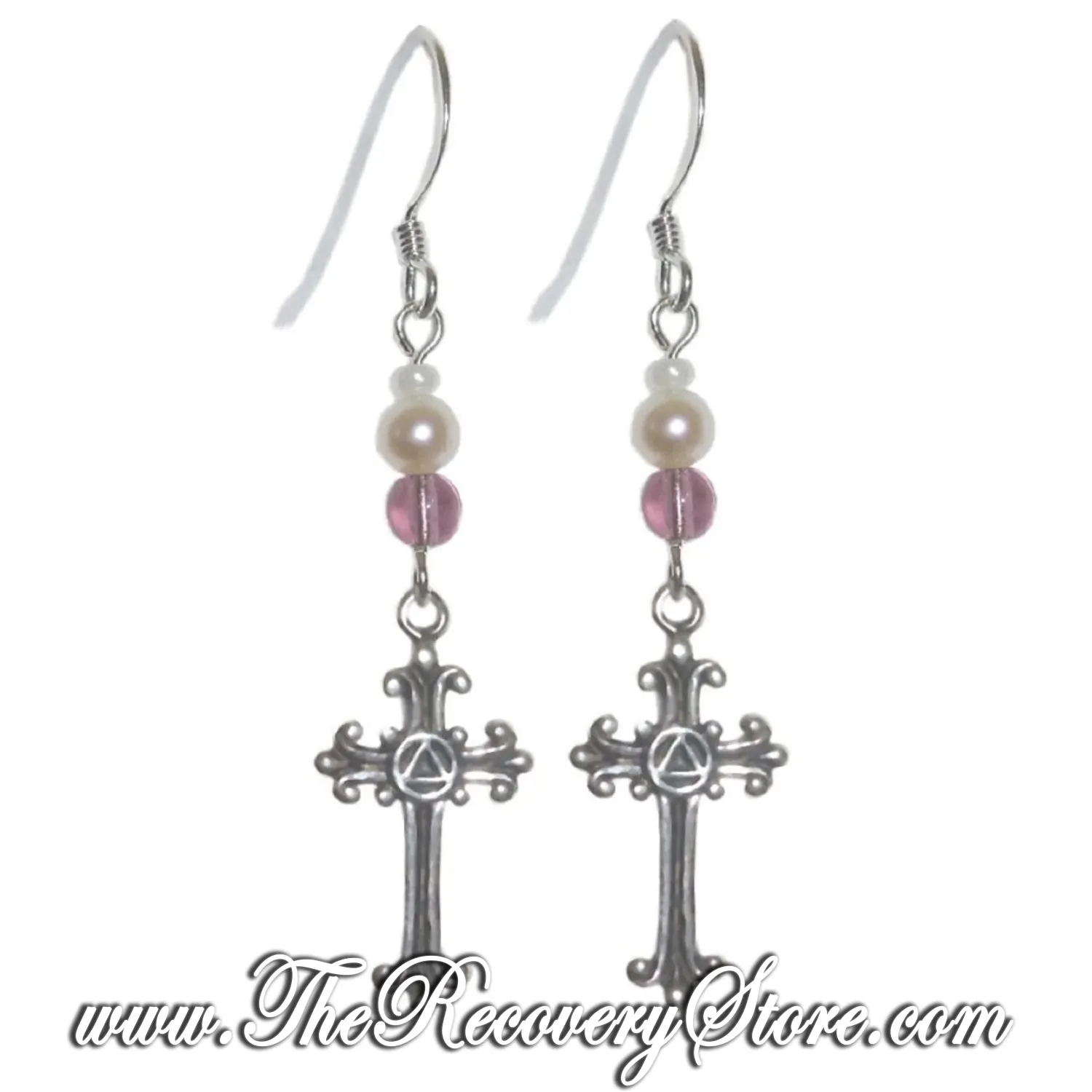 AA Circle Triangle Symbol on a Small Lovely Cross Earrings