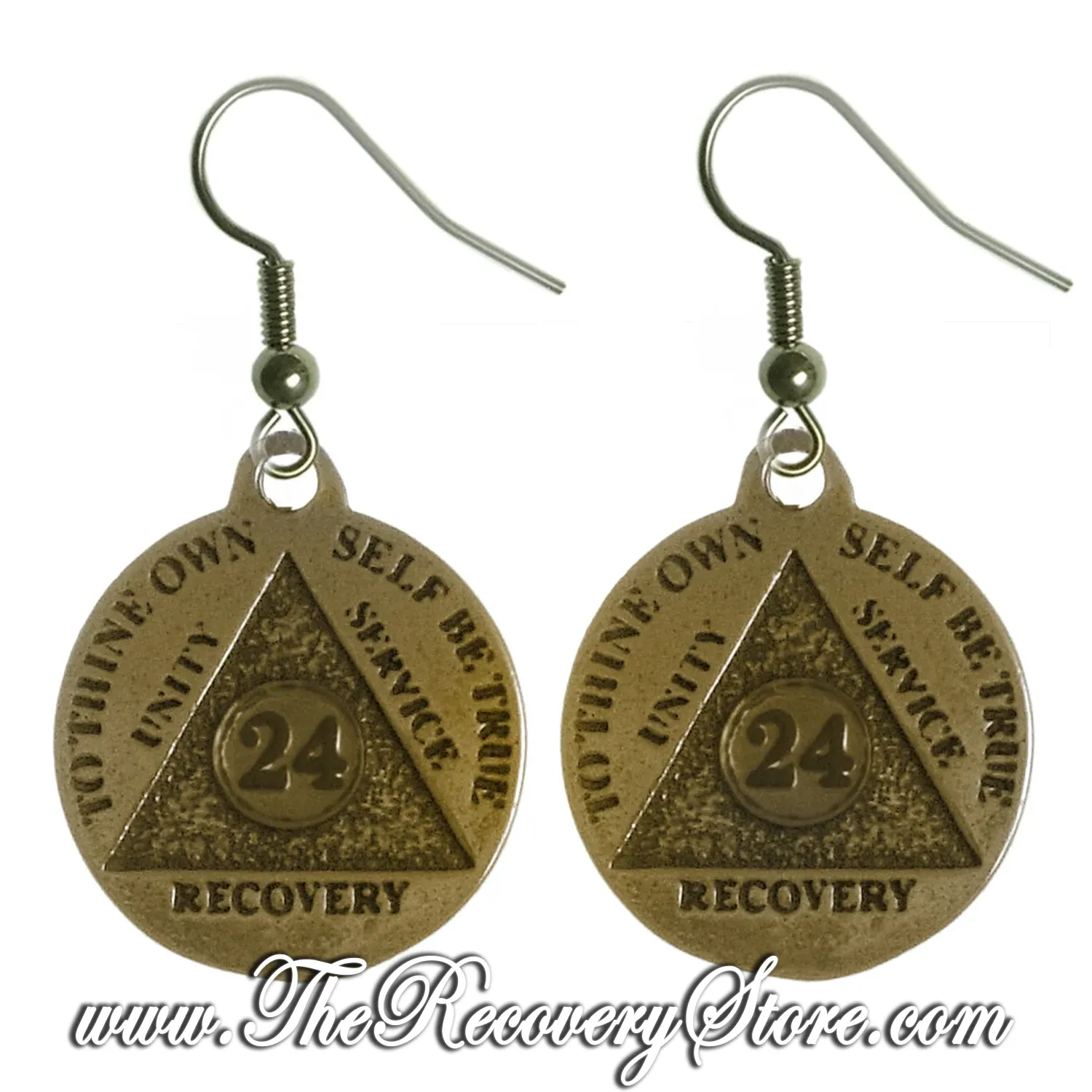 24 Hour Mini Brass Recovery Medallion Earrings