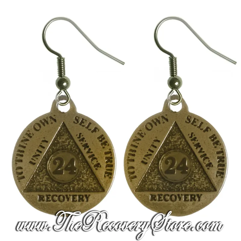 24 Hour Mini Brass Recovery Medallion Earrings