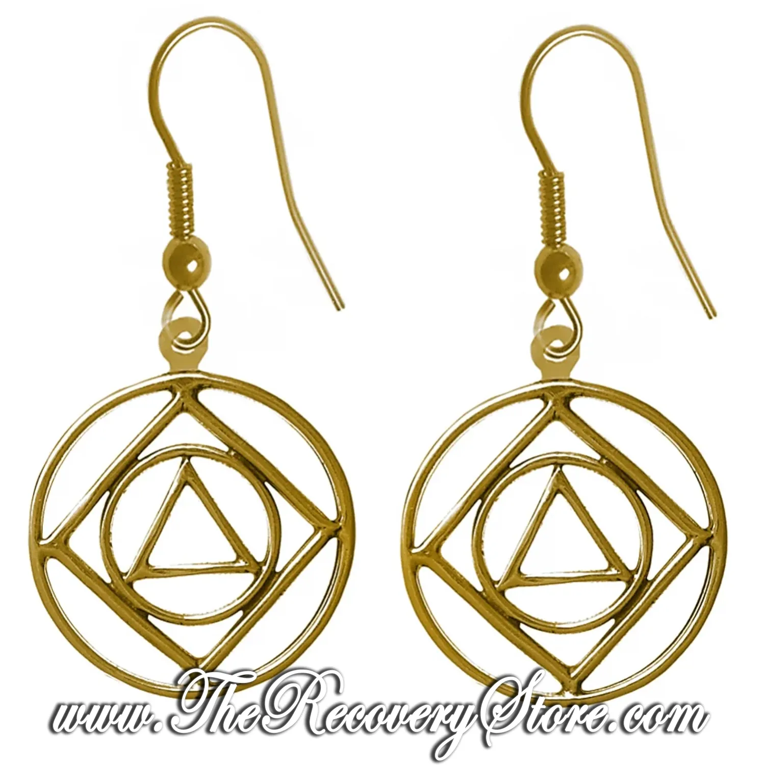 Antiqued Brass AA NA Dual Symbol Earrings