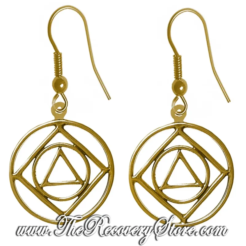 Antiqued Brass AA NA Dual Symbol Earrings