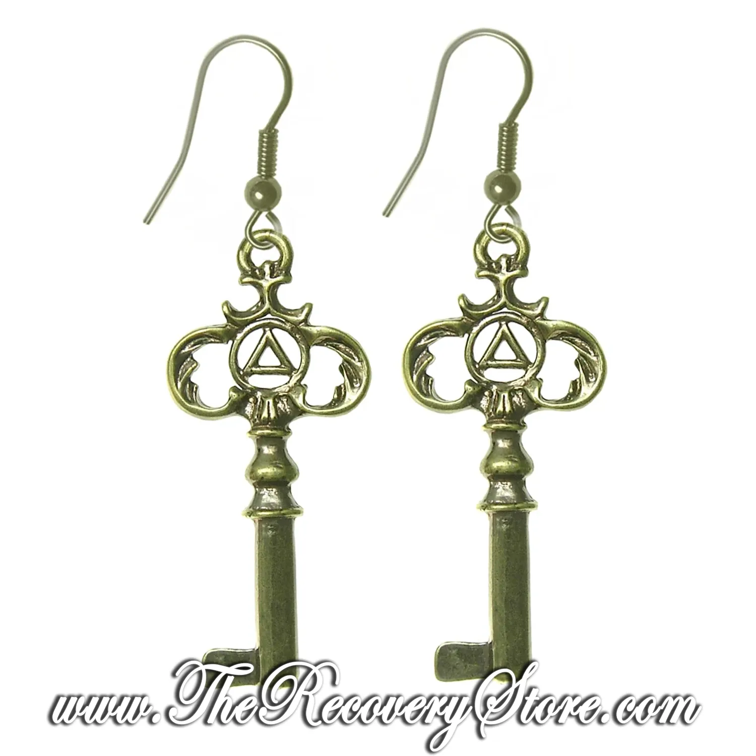 AA Antique Finish Key Earrings