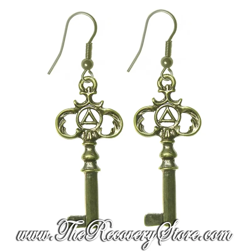 AA Antique Finish Key Earrings