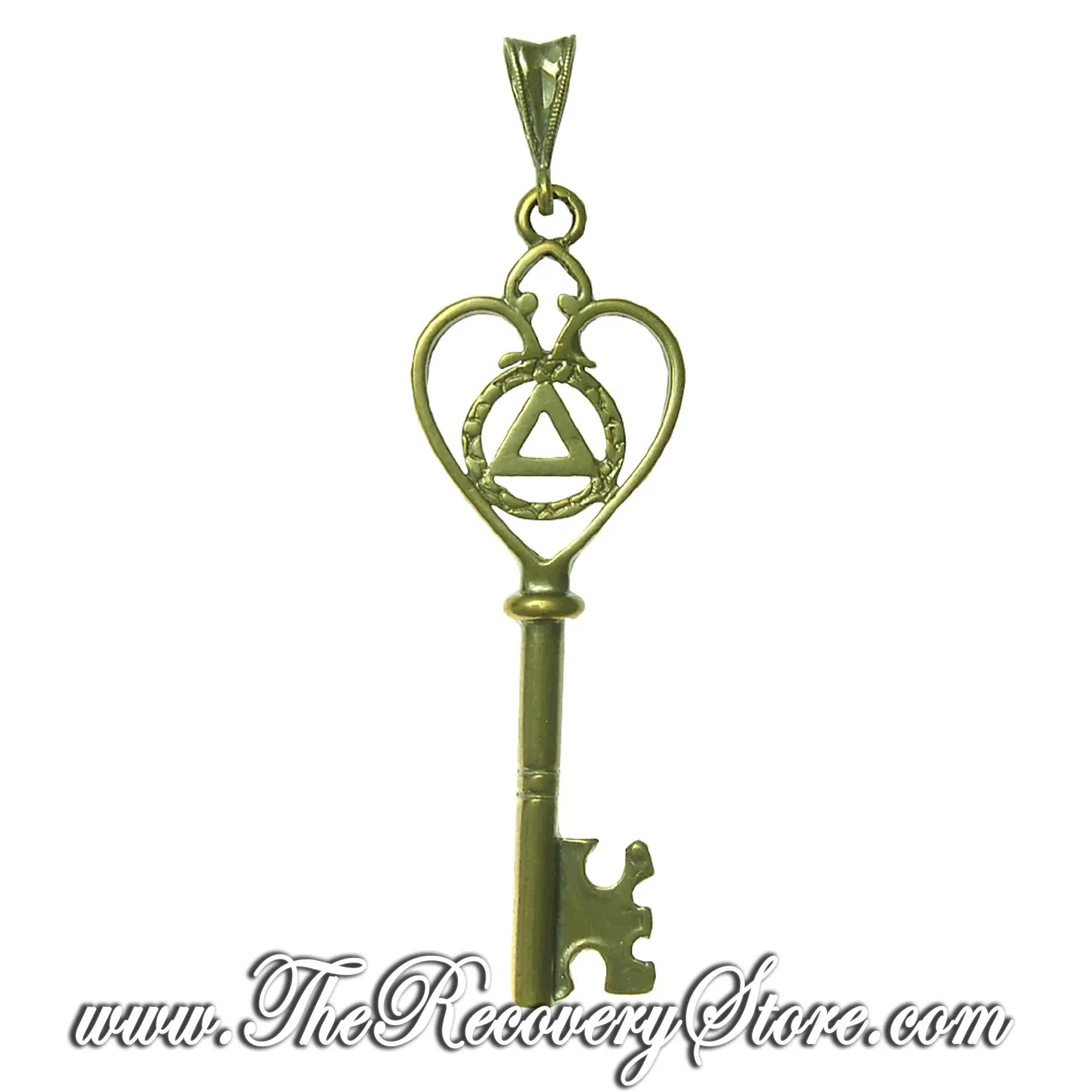 Antique Brass AA Heart Shaped Key Pendant