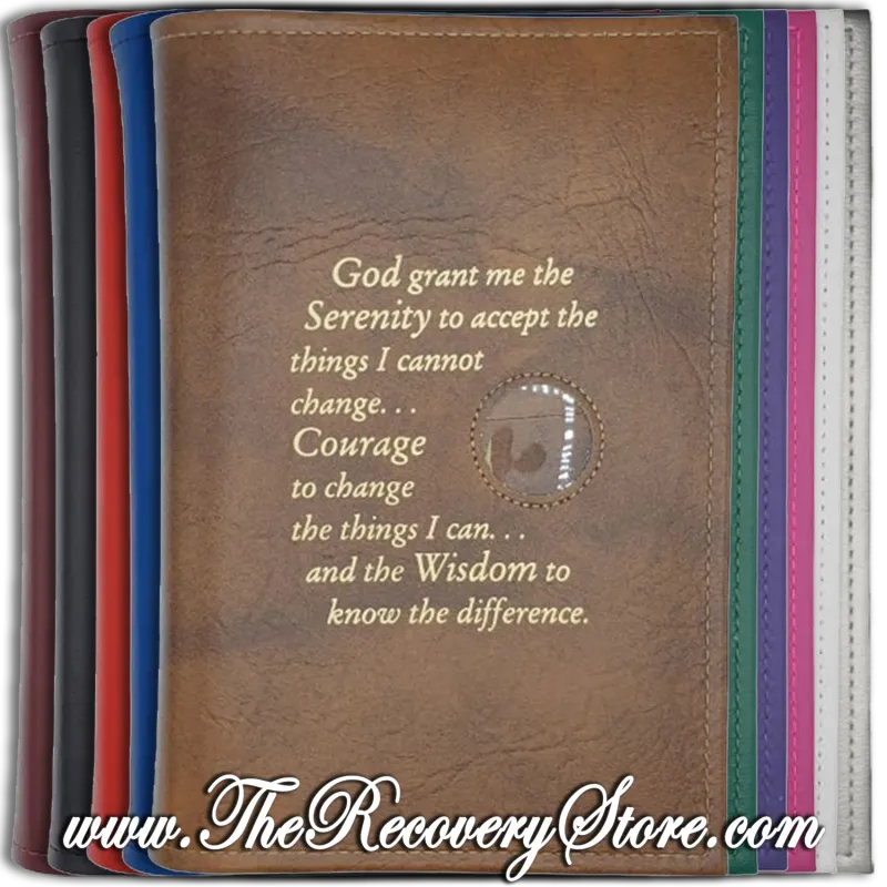 Book Cover - AA or CA Large Big Book with Serenity Prayer &amp; Holder in Your Choice of 10 Different Colors