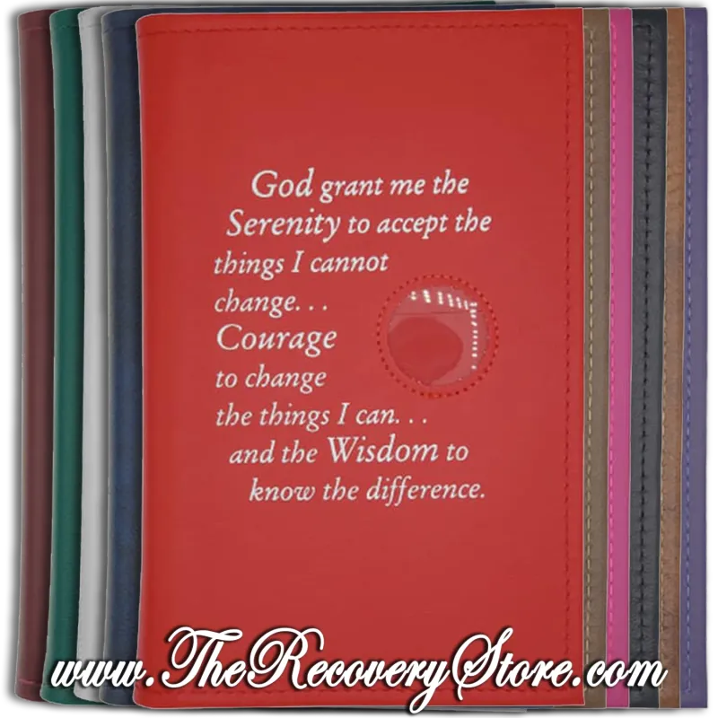 Book Cover - Serenity Prayer with Medallion Holder in Your Choice of 10 Different Colors