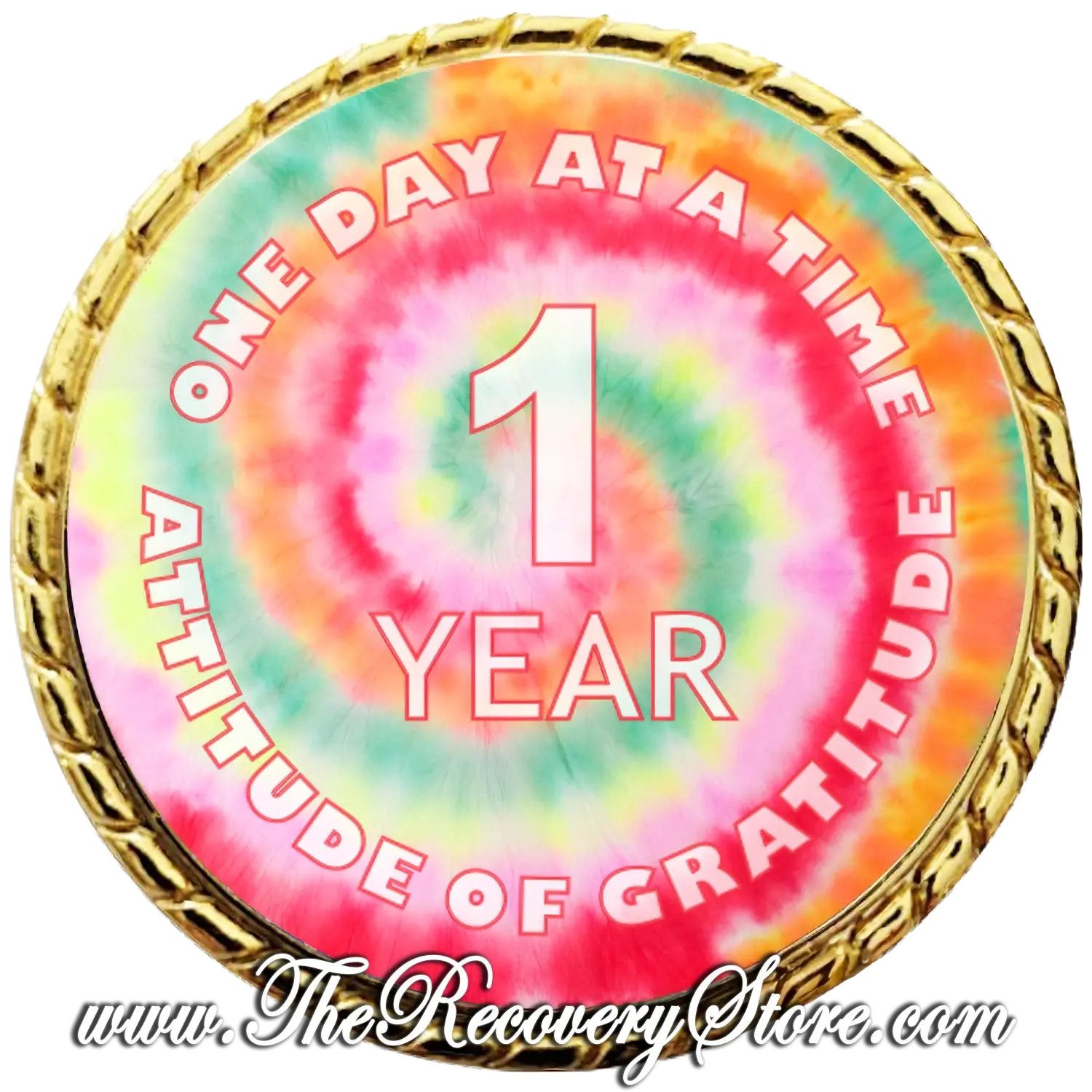 Large Medallion - Tie Dye Yearly Gold Trim, Milestone: 01 year
