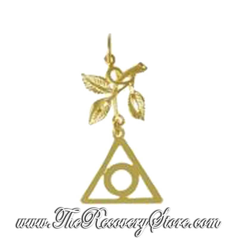 14k Gold Al-Anon Recovery Symbol &amp; 3 Leaves Pendant