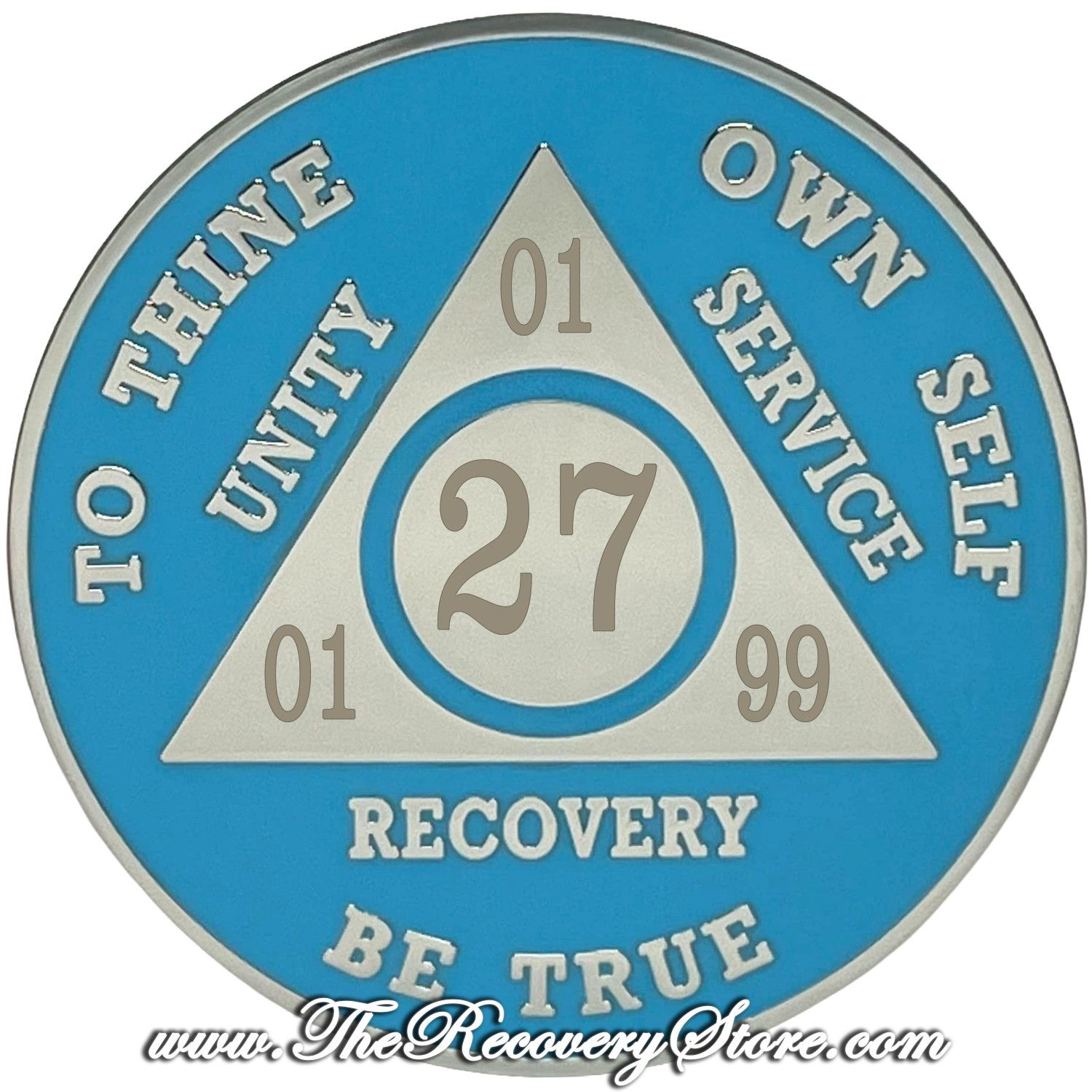 Customizable Cobalt Blue AA Medallion With Engravable Blank Back