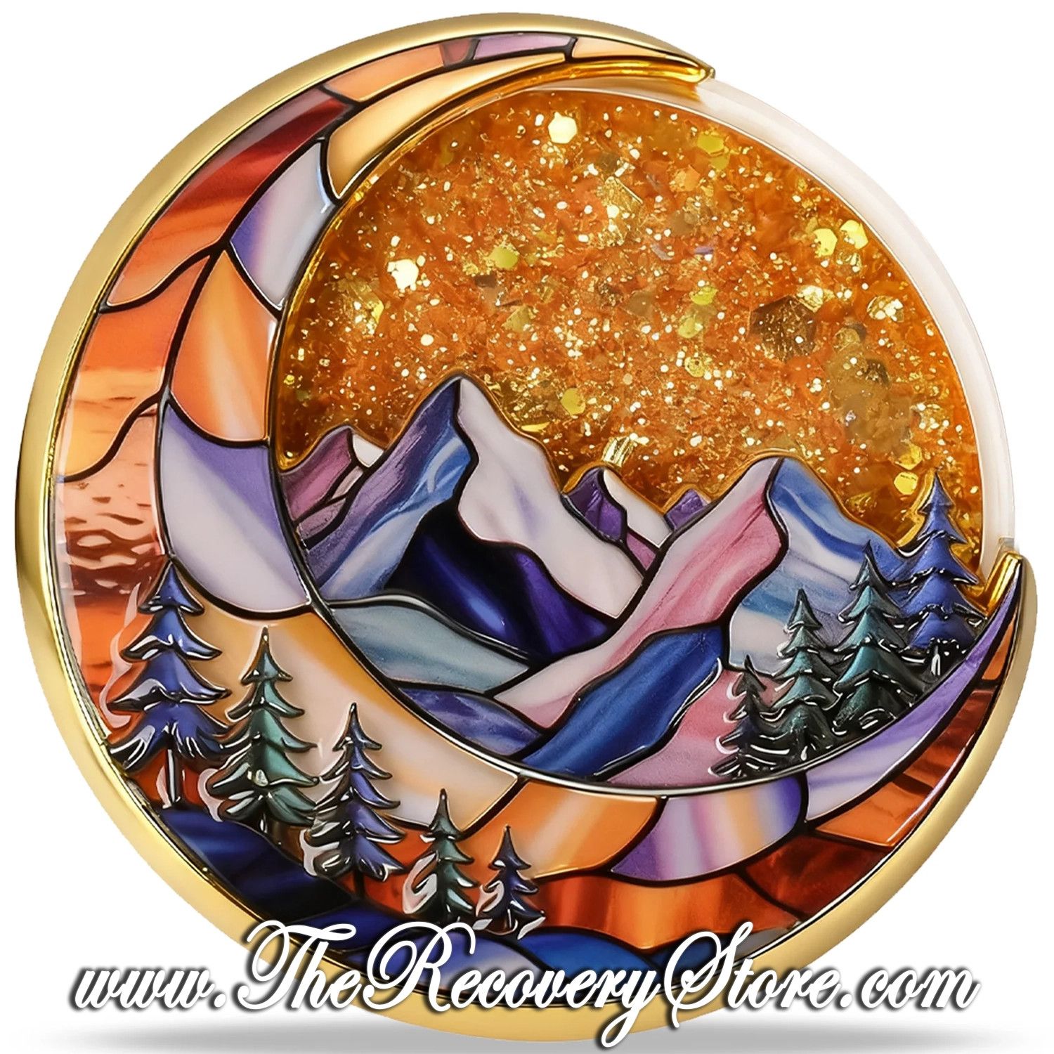 Designer Medallion - AA Glittering Gold Mountain, Milestone: 01